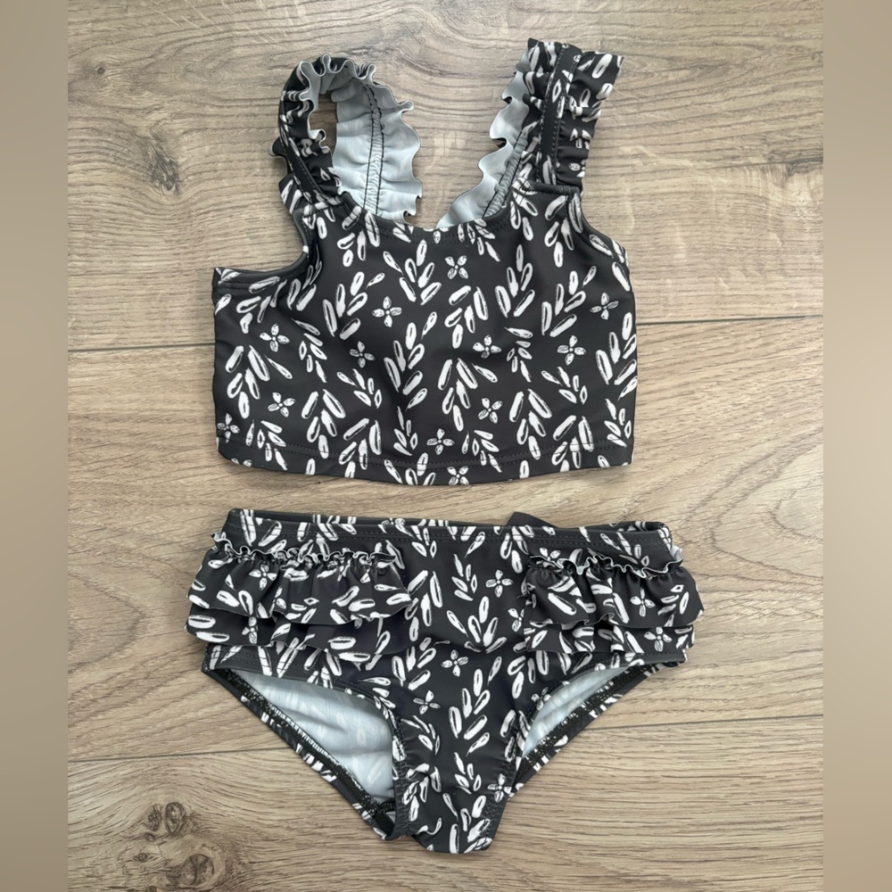 Carter's Black and White Leaf Print Swim Set